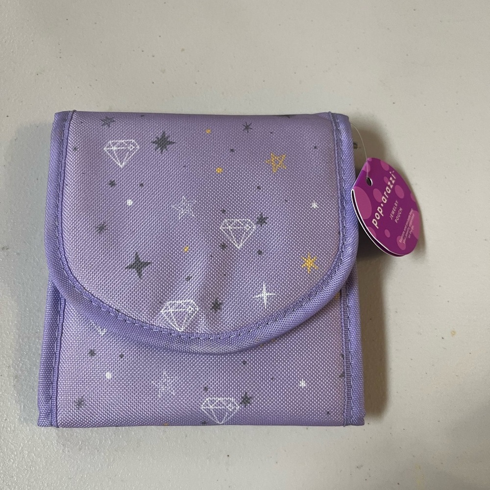 Purple travel jewelry Wallet with Star and Diamond Pattern